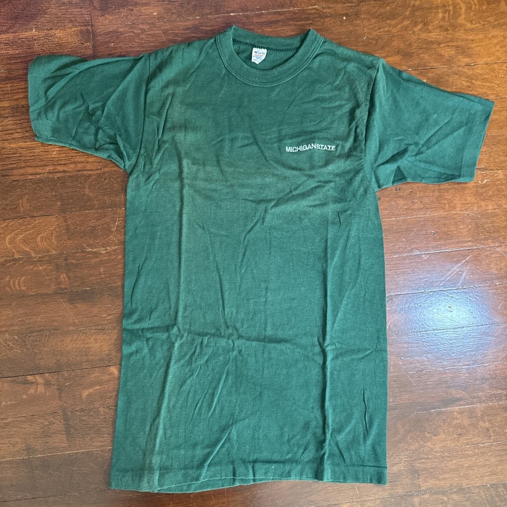 Vintage Champion Green single stitch shirt 70s M Fits S Michigan State Spartans